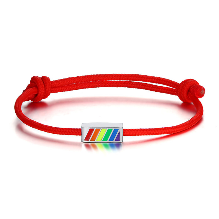 Wholesale Stainless Steel Rainbow Beads Rope Bracelet
