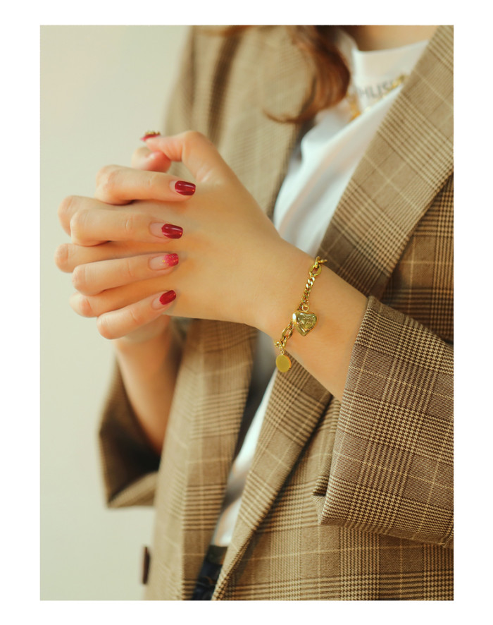 Wholesale Stainless Steel Classic Cable Adjustable Bracelet With Heart