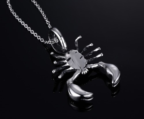 Mens Stainless Steel Scorpion Pendant Necklace