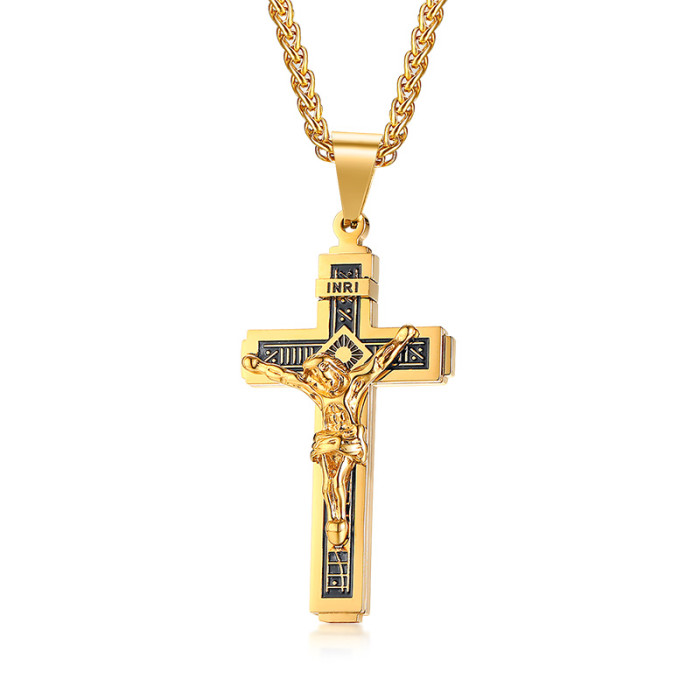 Wholesale Stainless Steel Men's Crucifix Cross Necklace