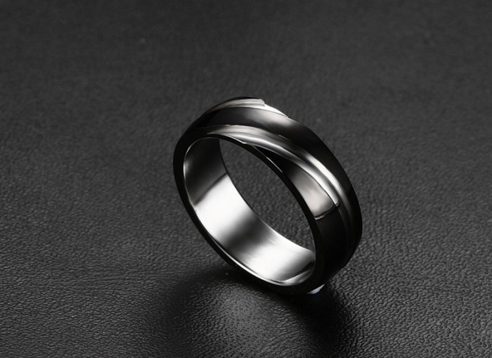 6mm Mens Black Steel Wedding Bands
