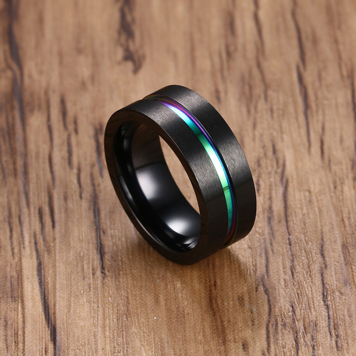 Wholesale Stainless Steel Black Simple Mens Wedding Band