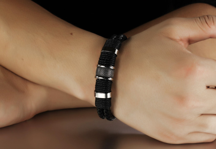 Wholesale Leather Stainless Steel Bracelet
