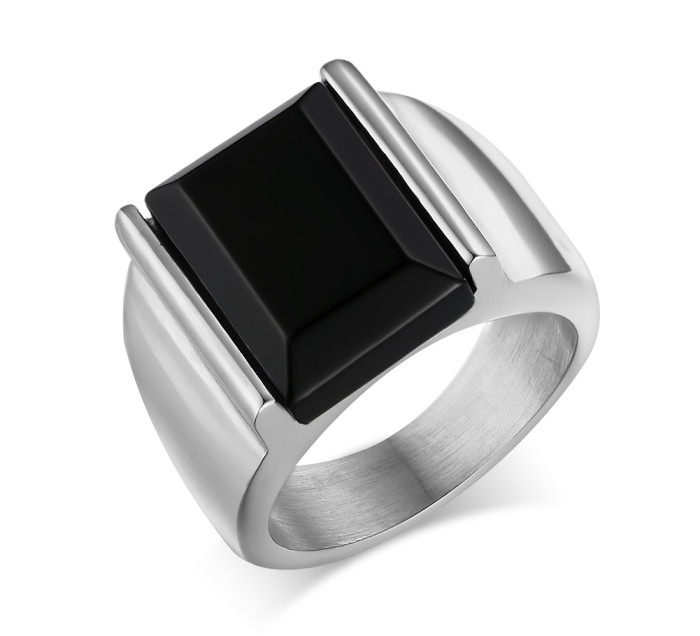 Mens Stainless Steel Ring Molds with Black Agate