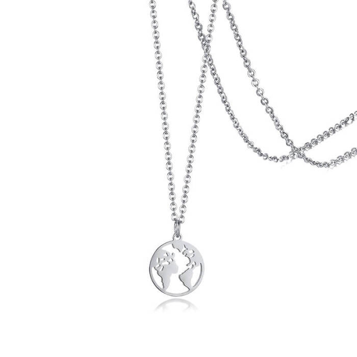 Wholesales Stainless Steel World Map Pendant