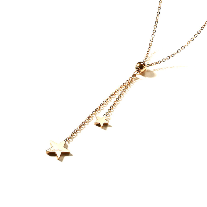 Wholesale Womens Stainless Steel Tassels Star Necklace