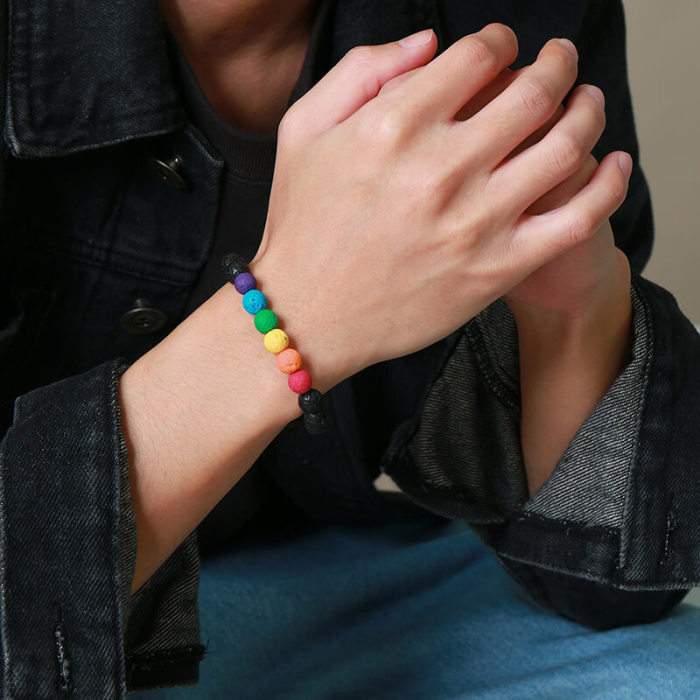 Wholesale Rainbow Lava Beads Bracelet