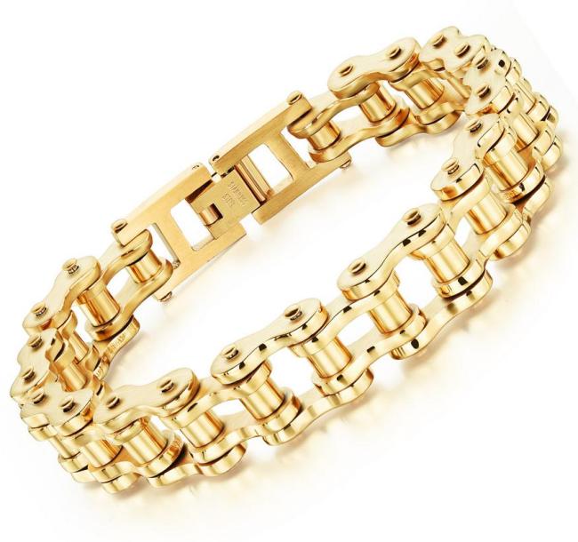Mens Bracelet Gold Plated Stainless Steel
