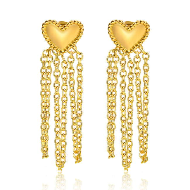 Wholesale Stainless Steel Hear Earring with Chain