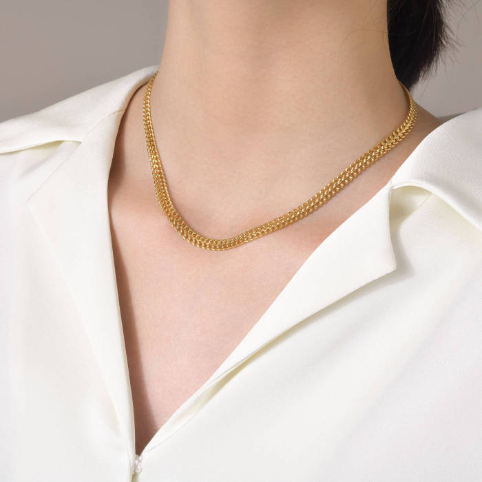Wholesale Stainless Steel Double-row Chain Necklace