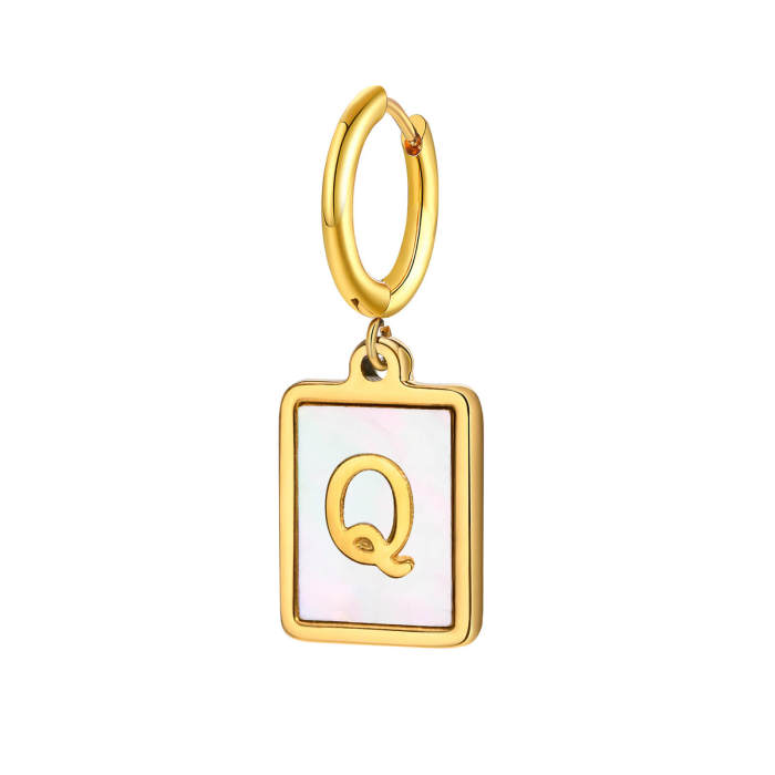 Wholesale Stainless Steel Shell Letter Earrings