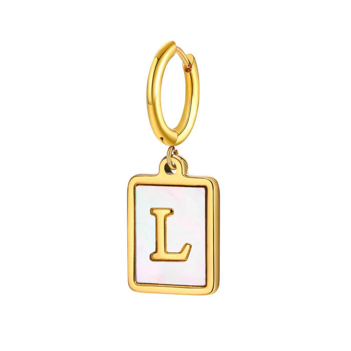 Wholesale Stainless Steel Shell Letter Earrings