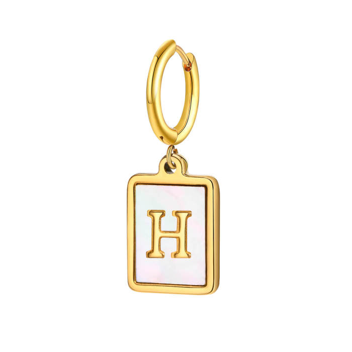 Wholesale Stainless Steel Shell Letter Earrings