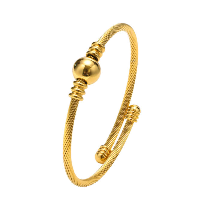 Wholesale Stainless Steel Wire Bangle with Bead