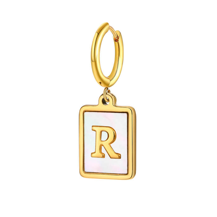 Wholesale Stainless Steel Shell Letter Earrings