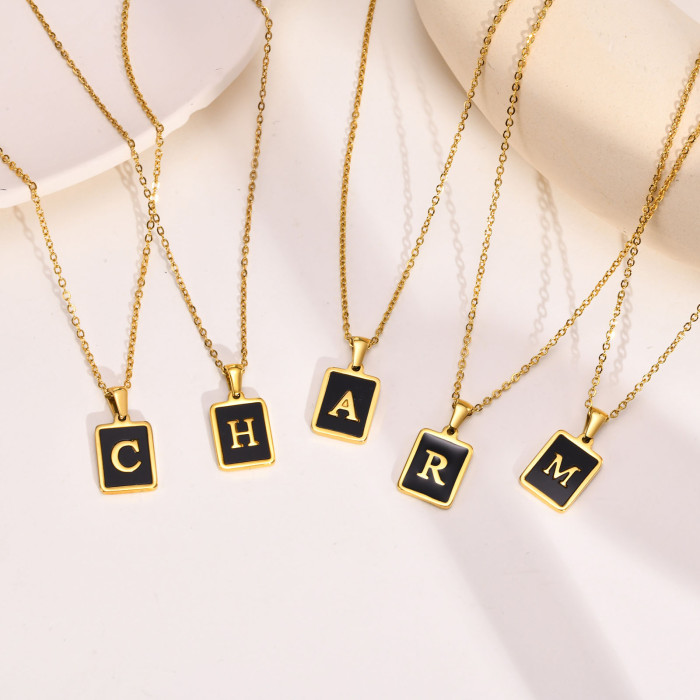 Wholesale Stainless Steel Enamel Initial Pendant