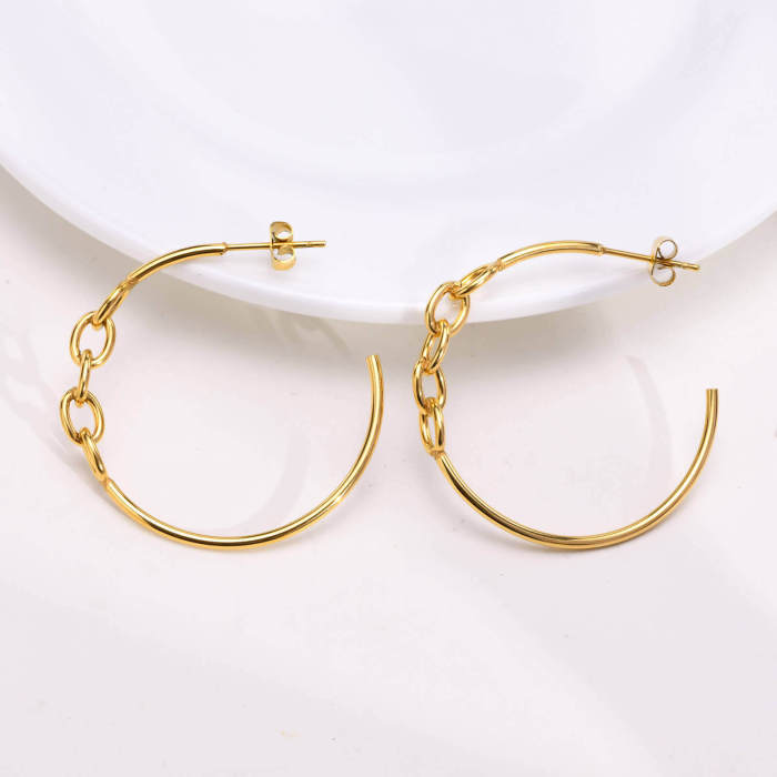 Wholesale Stainless Steel Chain C Earring