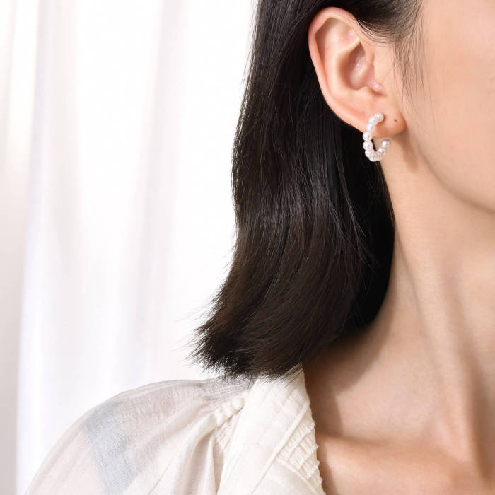 Wholesale Stainless Steel and Imitation Pearl Earring