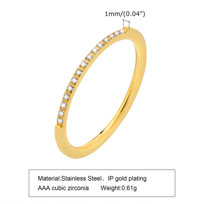 Wholesale Stainless Steel Thin Ring with CZ