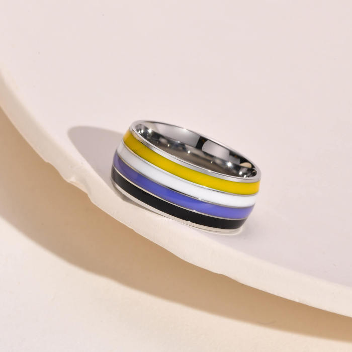 Wholesale Stainless Steel Colorful Flag Rings
