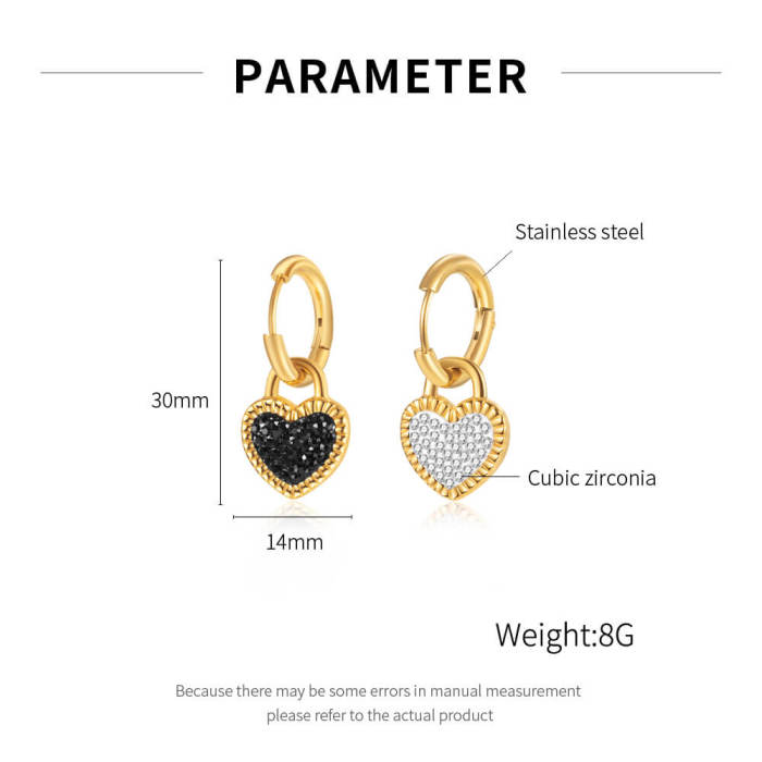 Wholesale Stainless Steel Hoop Earring with CZ Heart