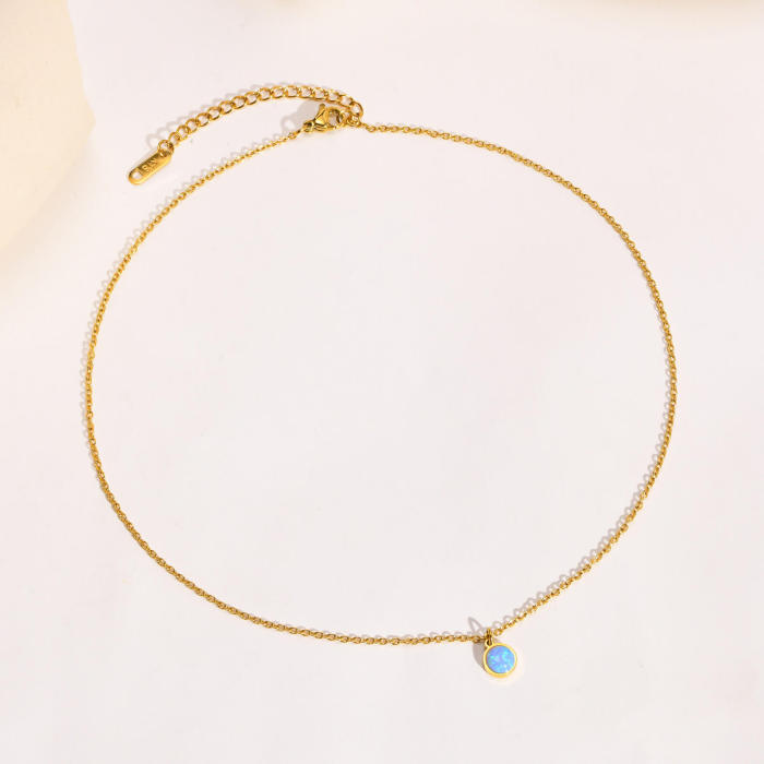 Wholesale Stainless Steel Imitation Opal Necklace