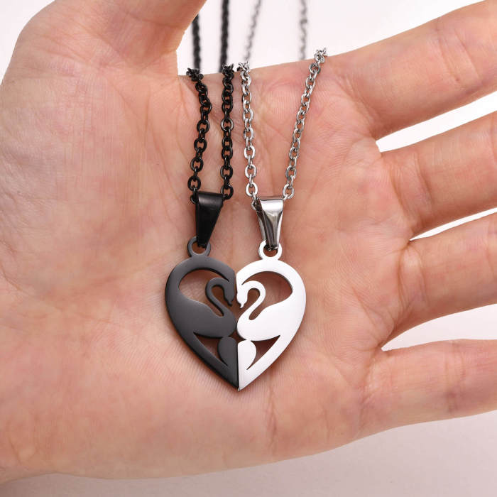 Wholesale Stainless Steel Swan Heart Pendant