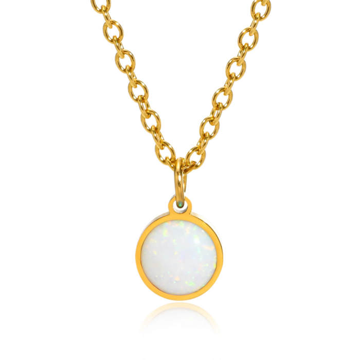 Wholesale Stainless Steel Imitation Opal Necklace