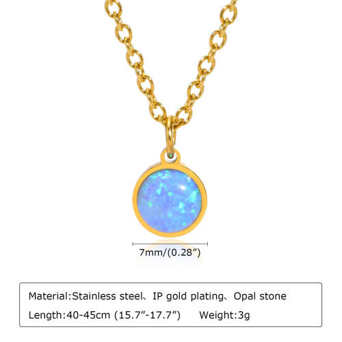 Wholesale Stainless Steel Imitation Opal Necklace