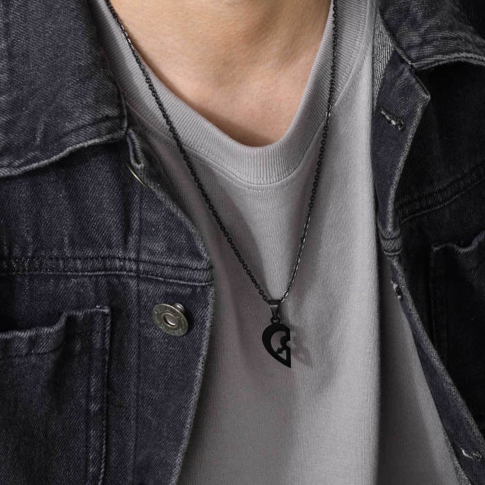 Wholesale Stainless Steel Couple Puzzle Necklace