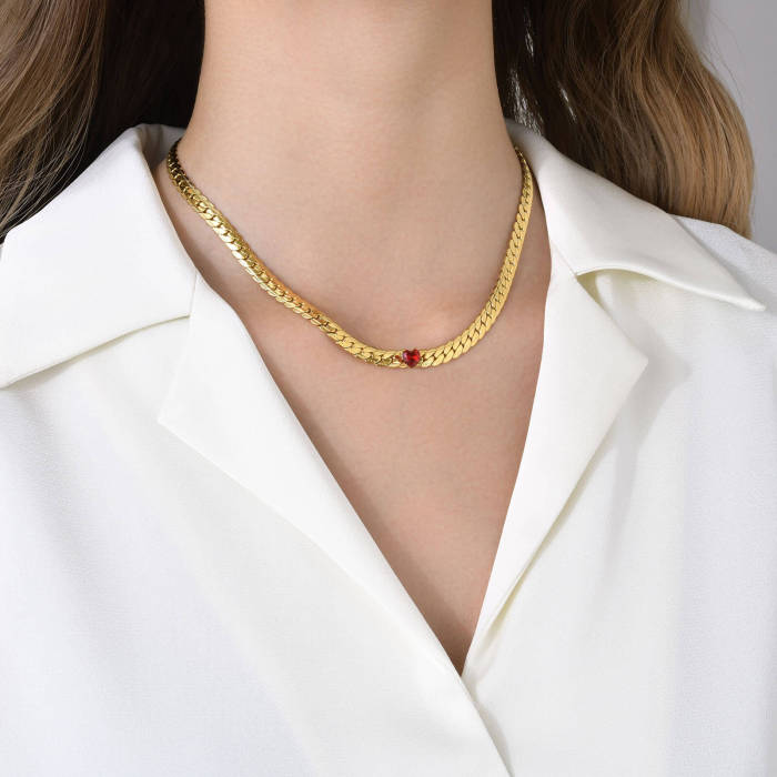 Wholesale Stainless Steel NK Necklace with CZ