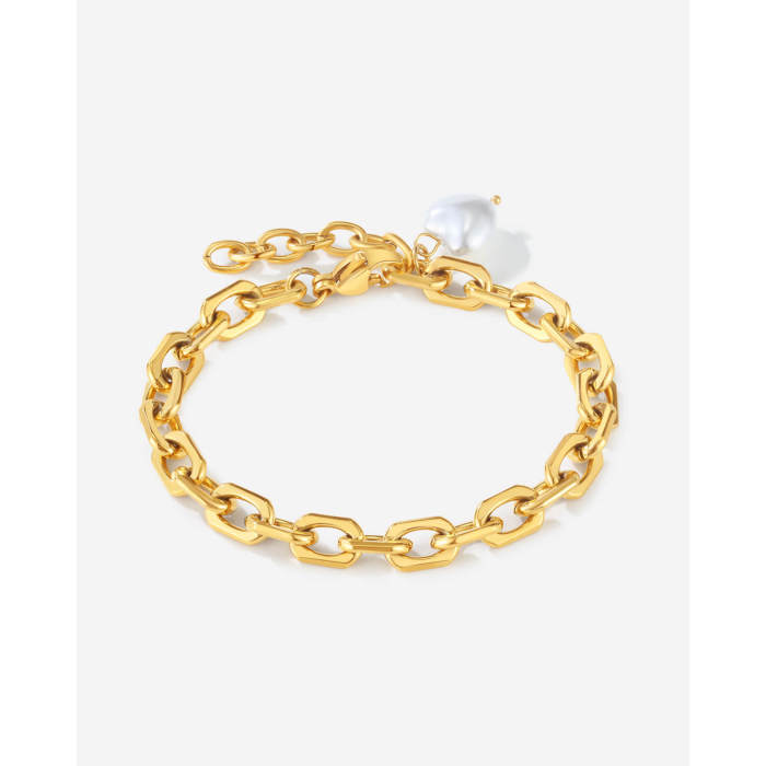 Wholesale Stainless Steel Chain Bracelet with Pearl