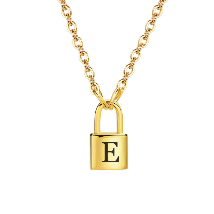 Wholesale Stainless Steel Lock Initials Necklace