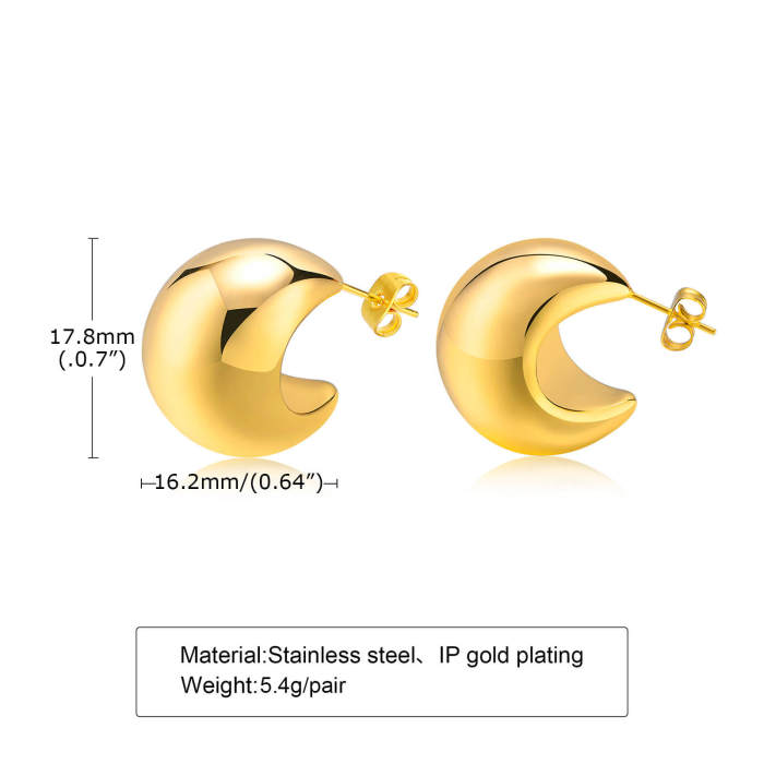 Wholesale Stainless Steel Hollow Moon Earrings
