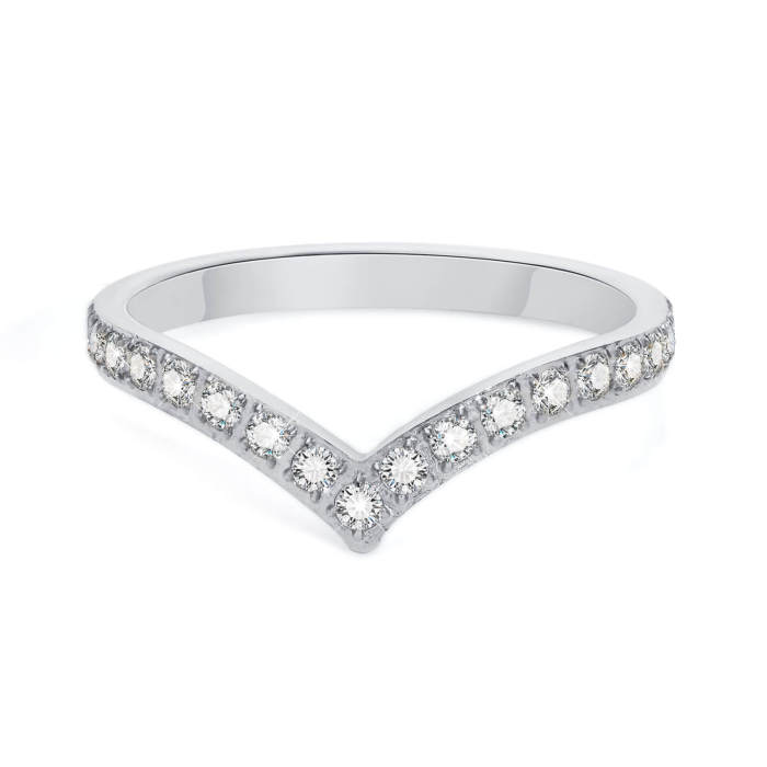 Wholesale Stainless Steel V-shaped Zirconia Ring
