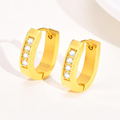 Wholesale Stainless Steel Zirconia U-shaped Earrings
