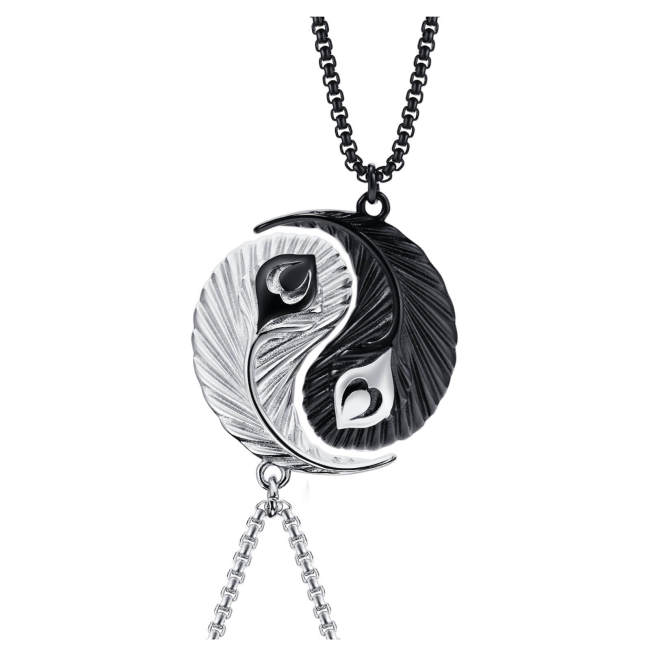 Wholesale Stainless Steel Feather Yin Yang Pendant