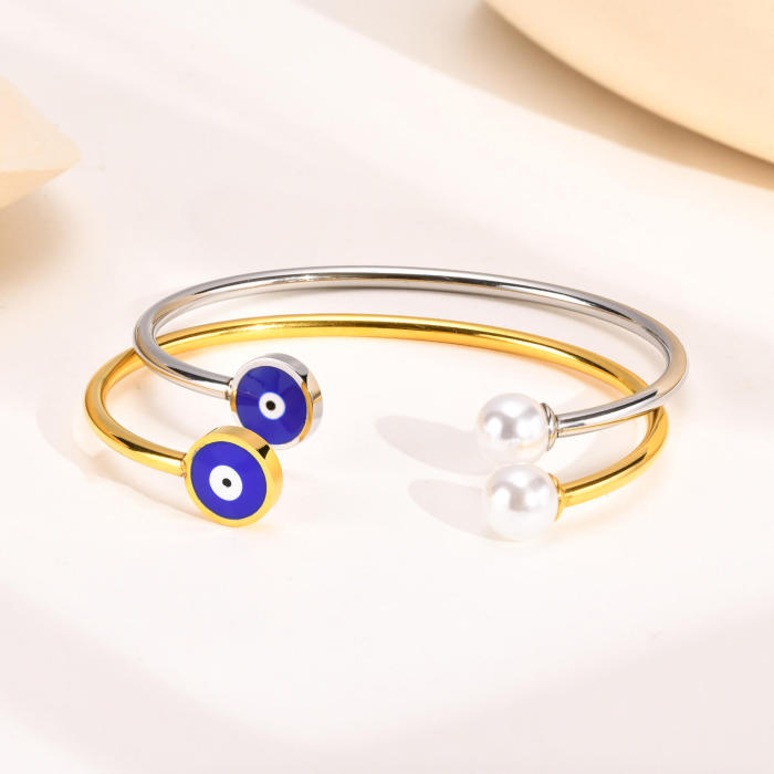 Wholesale Stainless Steel Devil's Eye Open Bangle
