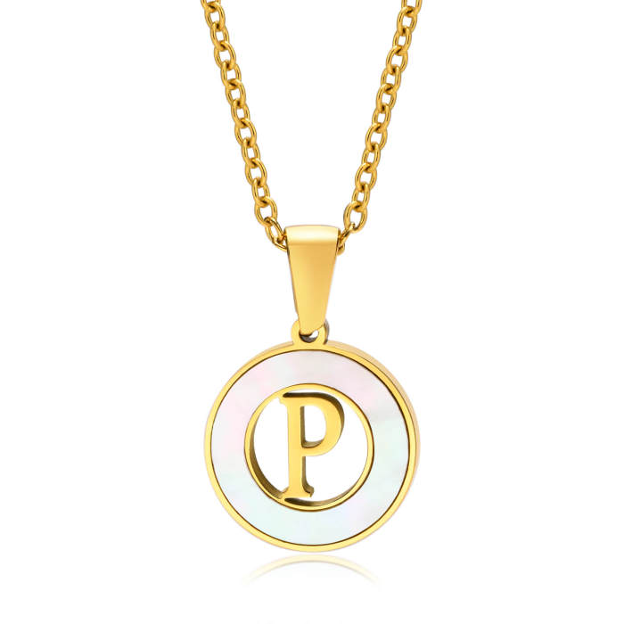 Wholesale Stainless Steel 26 Letters Shell Necklace