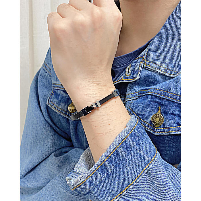 Wholesale Mens Stainless Steel and Leather Bracelet