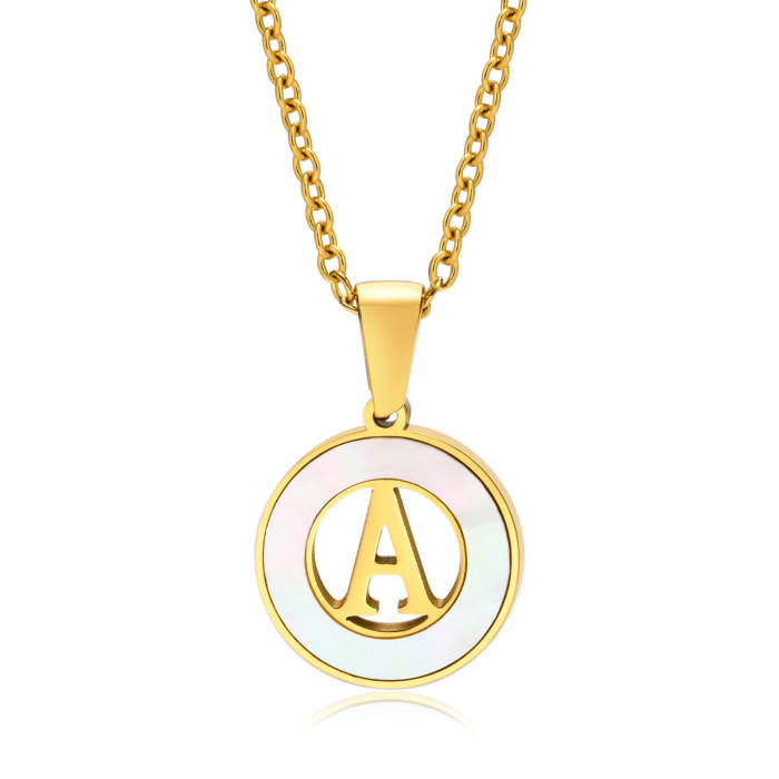 Wholesale Stainless Steel 26 Letters Shell Necklace