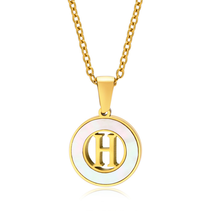 Wholesale Stainless Steel 26 Letters Shell Necklace