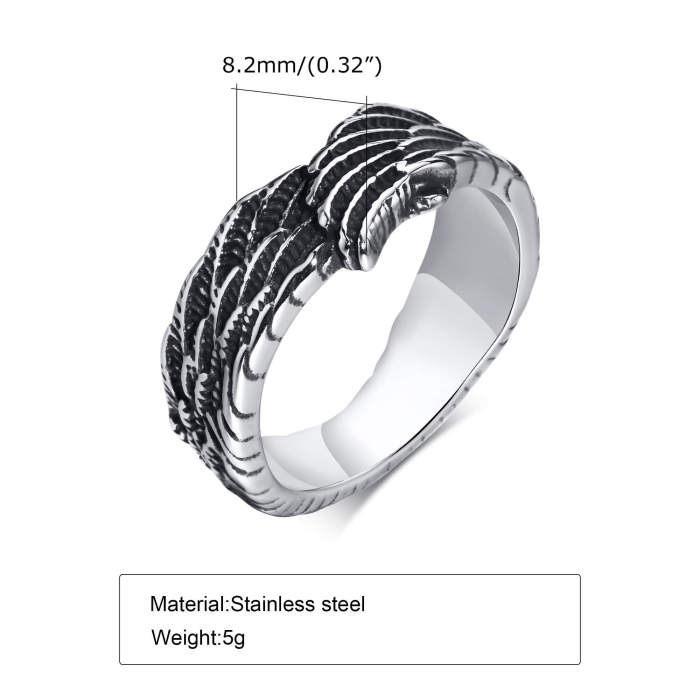 Wholesale Stainless Steel Feather Wing Ring