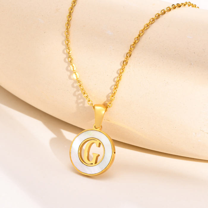 Wholesale Stainless Steel 26 Letters Shell Necklace