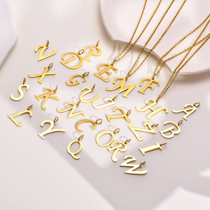 Wholesale Stainless Steel Gold Black Rose Gold Initials Pendant