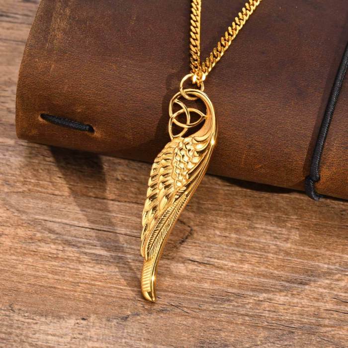 Wholesale Stainless Steel Celtic Feather Pendant