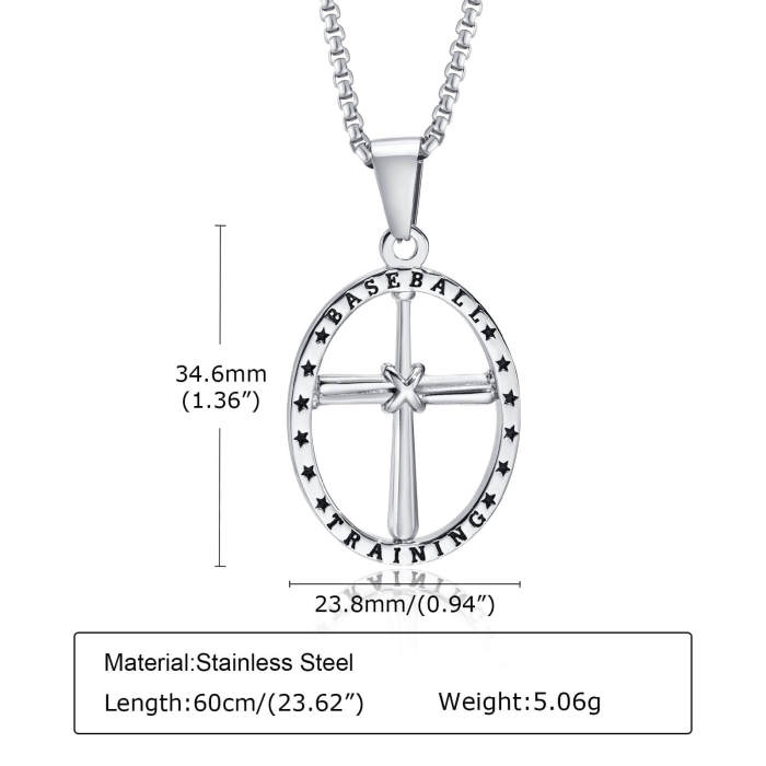 Wholesale Stainless Steel Baseball Cross Pendant