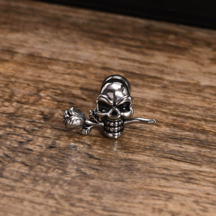 Stainless Steel Rosette Ghost Head Earrings