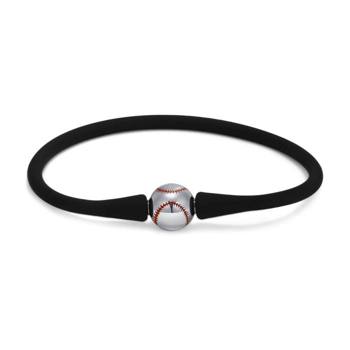 Wholesale Steel Baseball Silicone Bracelet