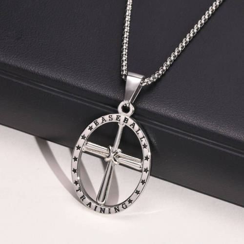 Wholesale Stainless Steel Baseball Cross Pendant